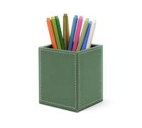 UnionBasic Square Pens Pencils Cup Holder Desk Stationery Organizer, Selected Faux Leather, Malachite Green