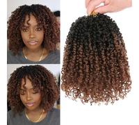 Unionbeauty 8 Inch Pre-looped Yanky Twist Crochet Hair 8Packs 30 Strands/PCS Pre-twisted Passion Twist Crochet Hair Micro Spring Twist Crochet Hair Ombre Brown Synthetic Crochet Hair Extensions 1B/30#
