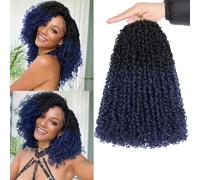 Unionbeauty 8 Packs Pre Looped Yanky Twist Crochet Hair 8 Inch Pre Twisted Mini Spring Twist with Curly Senegalese Twist Crochet Braids Synthetic Crochet Hair Extensions 1B