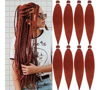 Unionbeauty Pre Stretched Braiding Hair Extensions Dark Ginger Long Braided Synthetic Hair for Boho Box Braids Hot Water Setting Yaki Texture Braid Hair Extensions for Women 8