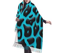 UNIOND Cute Turquoise Print Scarf For Women Fringed Shawl Cozy Warm Soft Fashion Long Scarves For Winter Autumn Gift, Black, One Size
