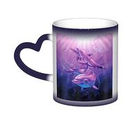 UNIOND Dolphin Pattern Printed Color Changing Mug Ceramic Heat Sensitive Coffee Tea Cup for Men Women