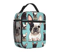 UNIOND Insulated Lunch Bag With Side Pocket Durable Cute French Bulldog Lunch Box For Women Reusable Lunch Tote Bag