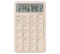 UNIONE Pocket & Desktop Beige Calculator with a Bright LCD, Dual Power Handheld Desktop. Color. Business, Office, High School