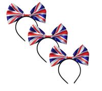 UnionJack Bow Headband - British Flag Hair Accessory for Coronation, Jubilees, VE Day & Street Parties - Adjustable Headband for Women & Kids - Perfect for Patriotic Events & Fancy Dress (3pcs)