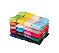 UnionJoy 1 inch Silk Satin Ribbon Double Face Solid Colored Ribbon, Ribbons for Crafts, Hair Bows, Gift Wrapping, Wedding Party Decoration, 20 Colors with 2 Yards Each, Total 40 Yards Per Package