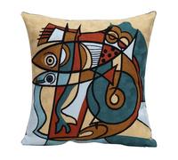UnionKK 1 Pcs Embroidered Decorative Throw Pillows Covers for Sofa Decor Cushion Cases 18 x 18 Inch (Fish)