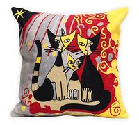 UnionKK 1 Pcs Embroidered Decorative Throw Pillows Covers for Sofa Decor Cushion Cases 18 x 18 Inch (Cat Family)
