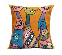 UnionKK 1 Pcs Embroidered Decorative Throw Pillows Covers for Sofa Decor Cushion Cases 18 x 18 Inch (Cat Brother)