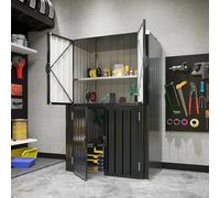 UNIONLINE Outdoor Tall Storage Garden Cabinet Shed with Adjustable Shelves | Weatherproof Outside Cupboard | Metal Garage Storage| 178x76x117cm|Dark Grey