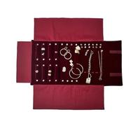UnionPlus Travel Jewelry Case Roll Bag Organizer for Necklace Bracelet Earrings Ring, Burgundy (Large Burgundy)
