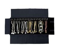 UnionPlus Velvet Travel Bag Roll for Necklaces Bracelets XL Black with Elastic Band for Necklaces Only