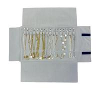 UnionPlus Velvet Travel Jewelry Case Roll Bag Organizer for Necklace Bracelet Earrings, Black and Grey