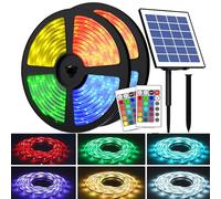 Uniontang 2 Rolls 5050 RGB 10m/32.8ft Solar Light Bar, Solar Powered Phantom Auto Color Changing Light Bar, IP67 Waterproof, Roof Patio Tree Christmas Wedding Party Pool Decoration Light Bar.(2 Rolls)