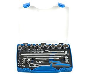 Unior 190BI6P43 Steckschlüssel-Sortiment 1/2" und 1/4" in Kunststoffkassette, Schwarz, 9611944