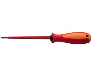 Unior Electrician's Screwdriver with 3-Component Handle for Slotted Screws, 0.6 x 3.5 x 100 mm, 1 Piece, 603VDETBI, Red