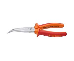 Unior Long Nose Pliers with Side Cutter and Pipe Grip, Bent 170 Red