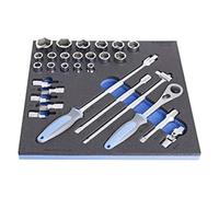 Unior U621075 Sockets in SOS Tool Tray, 1/2-Inch, Set of 29