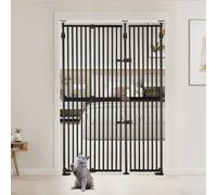 unipaws 190 cm High Extra Tall Cat Gate, Upgrade 3 Support Pillars-Stable Increase, Auto Closing and No Drilling Cat Dog Proof Safety Gate for Doorway, Stairs, Fit For 89-129.5 cm Wide Opening, Black