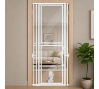 unipaws 200 cm Extra Tall Pet Gate, Clear Tall Cat Gate, 70-95 cm Wide No Drilling Pressure Mounted Dog Gate, Metal Frame Transparent Safety Barrier for Doorway, Hallway, Stairs, White