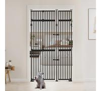 unipaws 218 cm High Extra Tall Cat Gate, Upgrade 3 Support Pillars-Stable Increase, Auto Closing and No Drilling Cat Dog Proof Safety Gate for Doorway, Stairs, Fit for 89-129.5 cm Wide Opening, Black