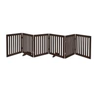 unipaws 306 cm Extra Wide Pet Gate, Free Standing Dog Gate for Doorways, Foldable Puppy Gate & Room Divider, Wooden Puppy Playpen, Expandable Dog Barrier for The House, Indoor Use (61cm, Espresso)