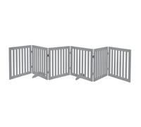 unipaws 306 cm Extra Wide Pet Gate, Free Standing Dog Gate for Doorways, Foldable Puppy Gate & Room Divider, Wooden Puppy Playpen, Expandable Dog Barrier for The House, Indoor Use (61cm, Grey)