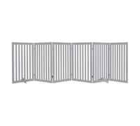 unipaws 306 cm Extra Wide Pet Gate, Free Standing Dog Gate for Doorways, Foldable Safety Gate & Room Divider, Wooden Puppy Playpen, Expandable Dog Barrier for The House, Indoor Use (91cm H, Grey)