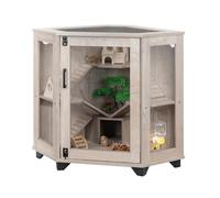unipaws Chinchilla Cage with Ramp and House, Hedgehog Enclosure, Critter Nation for Ferret, Mice, Rat, Reptiles, Clear Acrylic Corner Small Animal Cage