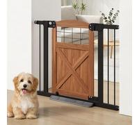 unipaws Dog Gate with Walk Through Door, Pressure Mounted Pet Safety Gate with Anti-Kick Design for Doorways and Stairs, Indoor Puppy Gate Fits 74-102 cm Wide Openings, 76 cm Tall