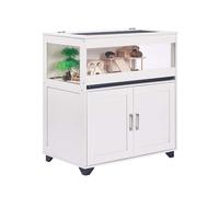 unipaws Hedgehog Cage with Storage Cabinet, Hamster Cage for Rat and Guinea Pigs, Clear Transparent PVC Visual Small Animal Cage with Tray, Hamster Enclosure, White