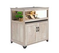 unipaws Small Animal Cage with Storage Cabinet, Hamster Cage for Rat and Guinea Pigs, Clear Transparent PVC Enclosure with Tray, Hamster Enclosure, Grey