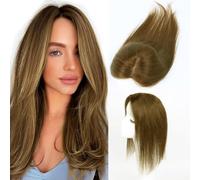 Unipearl Hair Toppers for Women, Real Hair, Light Brown, Clip-In Hairpieces, Real Hair for Thin Hair, Top Head, Fluffy Hair Topper, Without Fringe