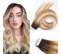 Unipearl Straight Tape-In Extensions, Real Hair, 45 cm / 18 Inches, 20 Pieces, 50 g, Mixed Colour, Invisible Skin Weft Hair Extensions for Women, Straight Tape-In Extensions, Real Hair