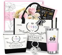 Unipinkart 40th 1985 Birthday Gifts for Women, 40 Year Old Birthday Fabulous Gifts for Women, Cool 40th Gift Canvas Tote Bag Set for Woman, Turning 40th Cup Gift Basket for Her Mom Sister Wife