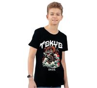Uniplanet Store Boys Cotton Blend Half Sleeve Regular Fit Tokyo Japan Printed T-Shirt Black, black, 9-10 Years