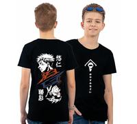 Uniplanet Store Boy's Cotton Blend Half Sleeve T Shirt Regular Fit Anime Jujutsu Print Black, black, 11-12 Years