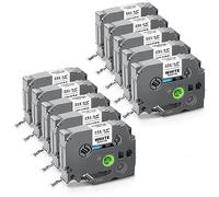UniPlus 10x Compatible Tze-231 for Brother P-touch tapes TZe231 Tz231 Tzc231 12 mm Laminated Label Tape Black on White for P-Touch PT-H105 PT-H100lb PT-D210 PT-E110 PT-H100r PT-H108 PT-1010 PT-100 00