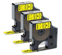 UniPlus 3X Compatible D1 12mm Label Tape Replacement for D1 45018 S0720580 Labeling Tape D1 Black on Yellow, Work with LabelManager 160 210D 360D 420P LabelWriter 450 Duo Label Maker