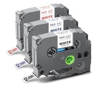 UniPlus 3X Compatible for Brother Fabric Label Tape Tze-FA3 FA231 FA3R Replacement for Tze Iron on Tape for Brother P Touch PT-H101C PT-H107 PT-H110 PT-H105 PT-P750W Black/Red/Blue on White 12mm x 3m