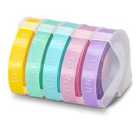 UniPlus 5 Rolls 3D Label Tape Replacement for Dymo Embossing Tape 9 mm x 3 m for Dymo Omega Home Junior Organiser Xpress Pro Office-Mate II Motex E-101 E-303 Light Yellow Light Blue Light Green Light