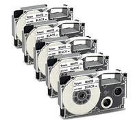 UniPlus 5 x Compatible Casio XR-9WE XR-9WE1 9 mm x 8 m Label Tape Cartridge Compatible with Casio KL-60 KL-100 KL-120 KL-200 KL-300 KL-750 KL-780 KL-82000 KL-72000000 KL-811 00 CW-L300, Black on White