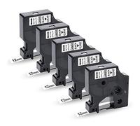 UniPlus 5X Compatible D1 12mm Label Tape Replacement for D1 45010 S0720500 Labeling Tape D1 Black on Clear, Work with LabelManager 160 210D 360D 420P 450 Duo Label Maker
