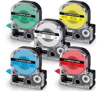 UniPlus 5x Replacement Tape 12mm x 8m Compatible for LC-4WBN9 LC-4LBP9 LC-4RBP9 LC-4YBW9 LC-4GBP9 for LabelWorks LW-300L LW-C410 LW-600P LW-500 LW-900P LW-700P 00 LW-10000 LW-Z700FK