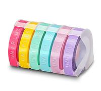 UniPlus Compatible 3D 9mm Embossing Label Replacement for Omega S0717930 Junior S0717900 3D Plastic Tape Pink/Light Yellow/Blue/Green/Pink/Purple for E-101 E-303, 6-Rolls