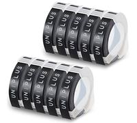 UniPlus Compatible 3D Embossing Label Tape Replacement for Home Omega Embosser Black Omega S0717930 Junior S0717900 9mm 3D Label Tape for or E-101 E-303 Maker, 10-Rolls