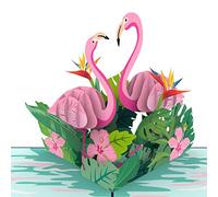 UNIPOP Flamingo Pop Up Card, Paper Anniversary Card for Wife, Husband, Parents, Valentine's Day Card for Her, 1st Wedding Anniversary Card