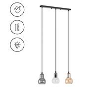 Uniprodo Pendant Light - 3 light sources - bell-shaped smoked glass UNI_LD_03