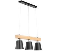 Uniprodo Pendant Light - 3 light sources - wooden beam UNI_LD_14