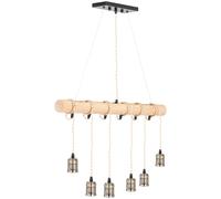 Uniprodo Pendant Light - 6 light sources - wooden beam UNI_LD_22